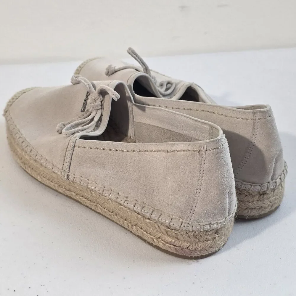 Coach Women Rae Cream Suede Espadrille Flats Size 5B Slip On Shoes Casual Bow